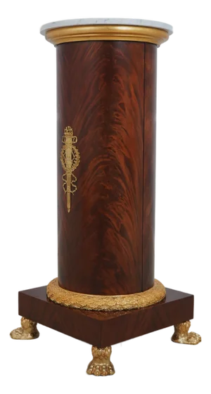 French Empire Bronze Mounted Marble Top Mahogany Pedestal