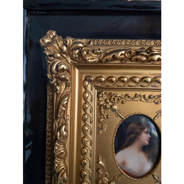 19th Century German KPM Style Miniature Portrait on Porcelain in Shadowbox Frame For Sale - Image 12 of 18
