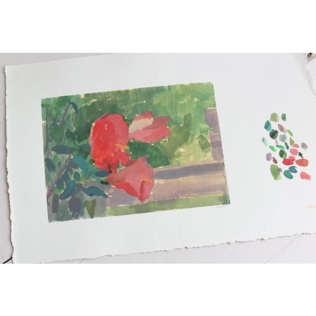 Michelle Farro Michelle Farro Red Hibiscus Painting For Sale - Image 4 of 9