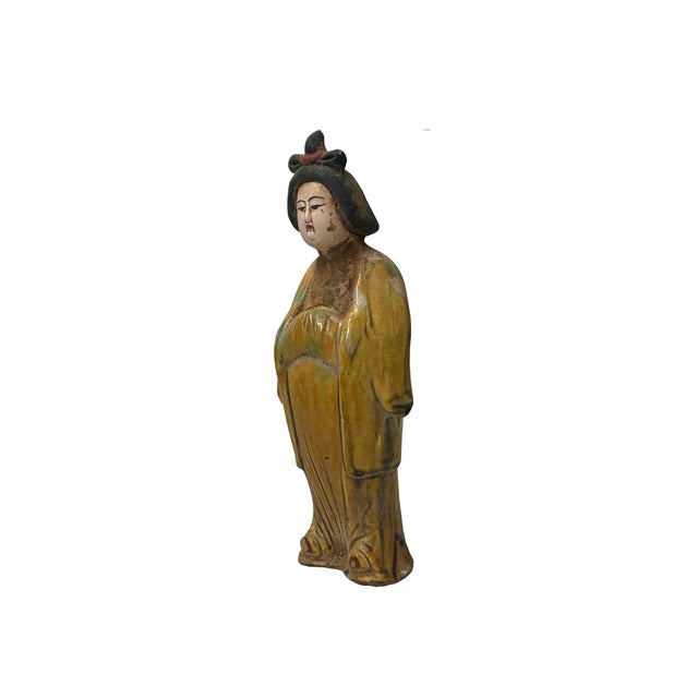 Ceramic Small Chinese Oriental Ceramic Tong Style Lady Figure Display Art 2 For Sale - Image 7 of 7