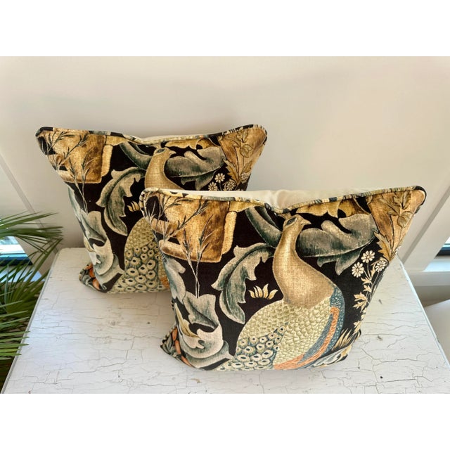 Traditional Velvet Pillows in Morris and Co. Forest Fabric - a Pair For Sale In Indianapolis - Image 6 of 8