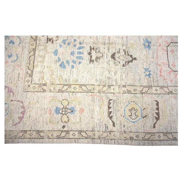 Early 21st Century 21st Century Turkish Oushak Wool 10x15 Ivory, Tan & Blue Handmade Area Rug #1144194 For Sale - Image 5 of 7