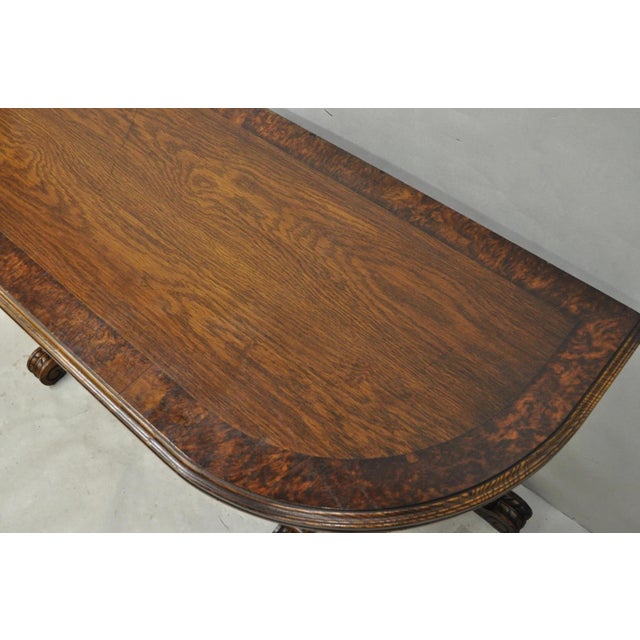 Antique Italian Renaissance Figural Carved Griffin Oak Flip Top Library Table For Sale - Image 10 of 18