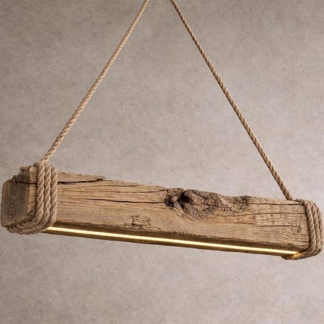 Not Yet Made - Made To Order Rustic Wooden Chandelier | Farmhouse Kitchen Island Lighting | Modern Dining Room Ceiling Lamp | For Sale - Image 5 of 6