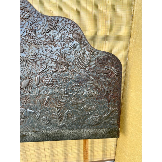 Vintage Bohemian Hand-Embossed Sheet Metal King Size Headboard. Circa 1980s For Sale - Image 16 of 18