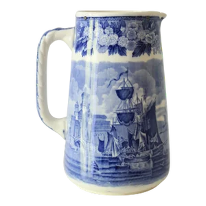Antique Wedgwood Ferrara Small Pitcher With Harbor Scene - C. 1900's