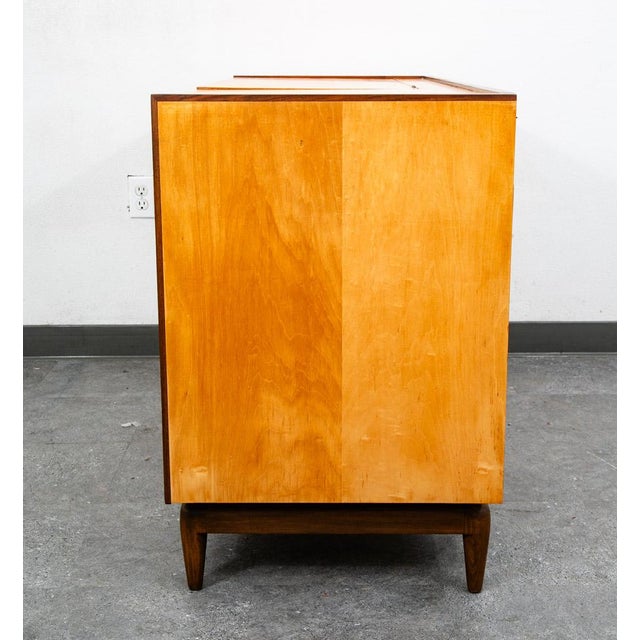 Mid Century Modern Vanity Desk Birch Walnut Drawers Mirror Italian Blonde Wood For Sale In Sacramento - Image 6 of 10