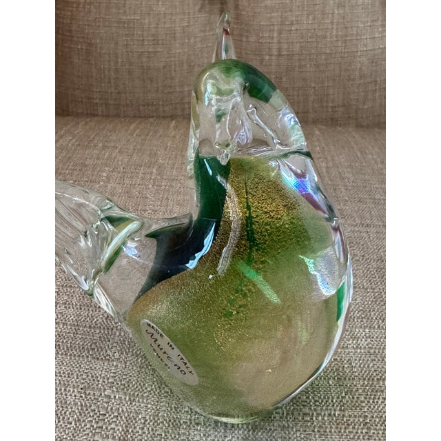 Mid 20th Century Vintage Murano Barovier Toso Yellow Blue Spots Gold Fleck Italian Art Glass Love Bird Figurine Paperweight For Sale - Image 5 of 12
