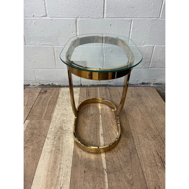 Late 20th Century Postmodern Polished Brass and Glass Sculptural Side Table, 1980s For Sale - Image 5 of 9