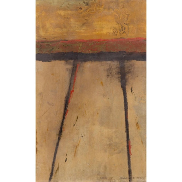 A contemporary mixed-media on paper titled "Kadesh I-15" by John Baughman. Hand signed and dated 2002 in pencil on the...
