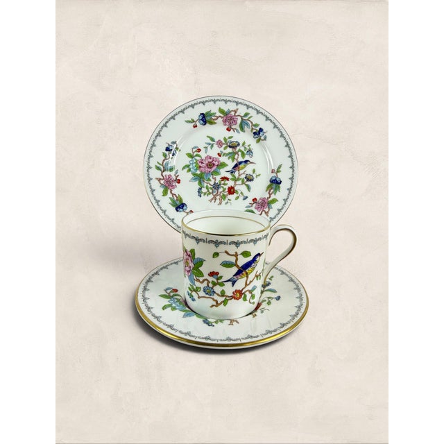 Vintage Aynsley Pembroke Fine English Bone China Demitasse Cup, Saucer & Side Plate Trio For Sale - Image 11 of 11