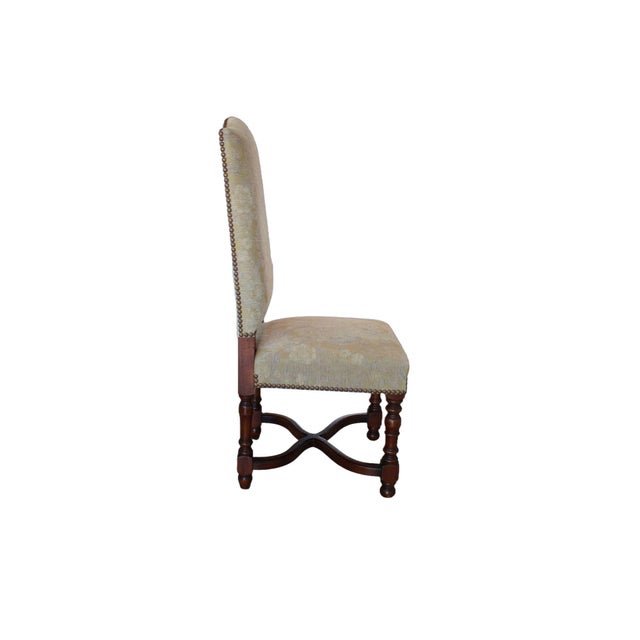 Wood Vintage Provence Collection From Bussandri Arte Louis XIV Style Fabric & Leather Dining Chairs, Set of 10, C. 2003 For Sale - Image 7 of 18