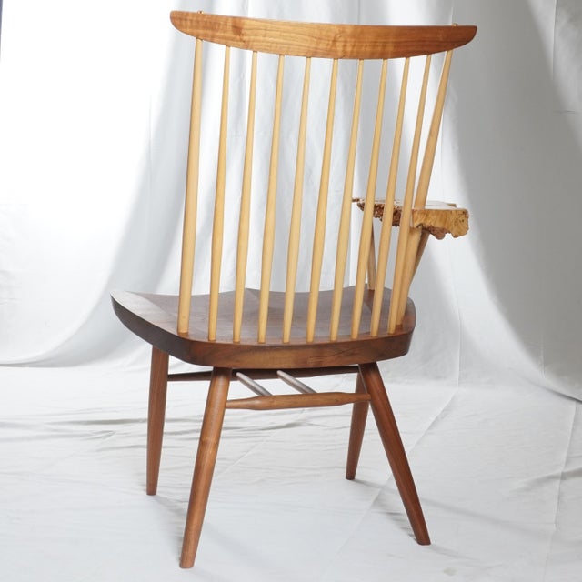 Wood George & Mira Nakashima Burl Slab Arm Lounge Chair, Signed & Dated For Sale - Image 7 of 18