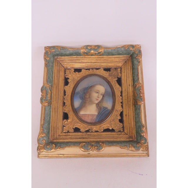 Pietro Perugino Reproduction Madonna Portrait Artwork Gold and Green Frame 5133b For Sale - Image 14 of 17