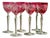 Ruby Cut Crystal Hock Glasses with Peacock and Starburst Cutting, 1950, Set of 6 For Sale