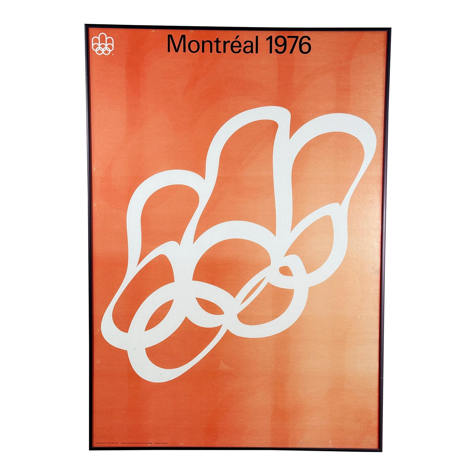 Original 1976 Montreal Olympics Modernist Yvon Laroche Graphic Poster Framed