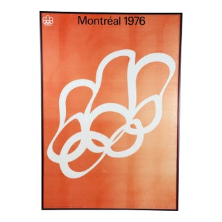 Original 1976 Montreal Olympics Modernist Yvon Laroche Graphic Poster Framed For Sale
