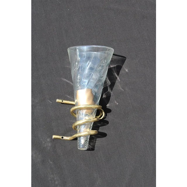 1970s Brass and Murano Glass Wall Lamps, Italy, 1970s, Set of 2 For Sale - Image 5 of 11