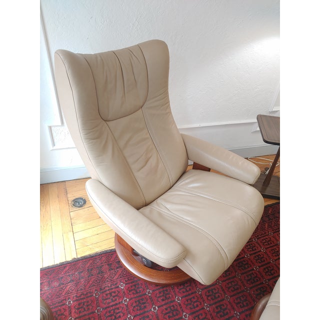 Ekornes ASA Ekornes Stressless Classic Wing Recliner & Ottoman For Sale - Image 4 of 10