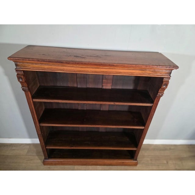 Antique Victorian Adjustable Openshelf Bookcase in Walnut, 1890s For Sale - Image 3 of 7