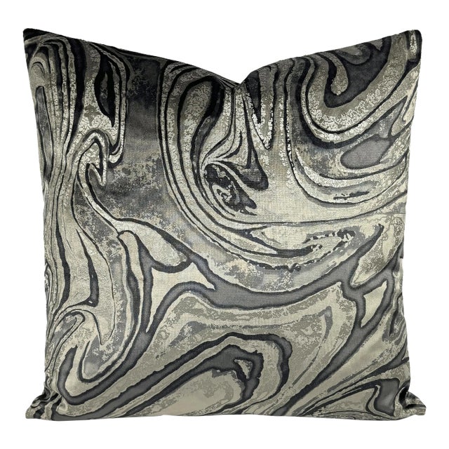 Holly Hunt Marbled in Onyx Pillow Cover For Sale