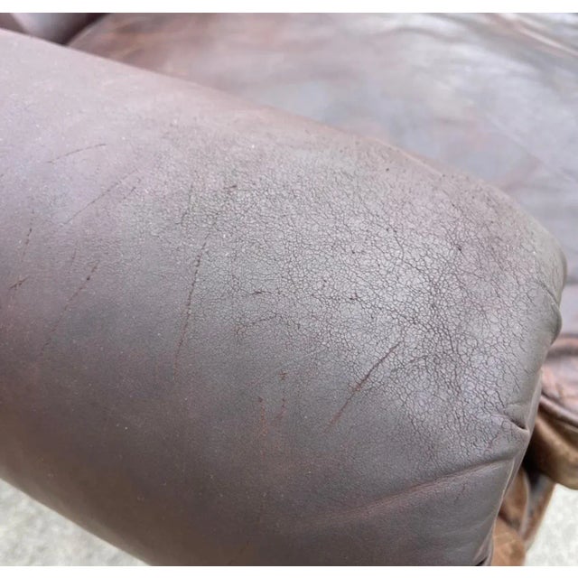 Ralph Lauren "Writer's Chair" Wingback Tufted Leather Lounge Club Chair Ottoman For Sale - Image 12 of 12