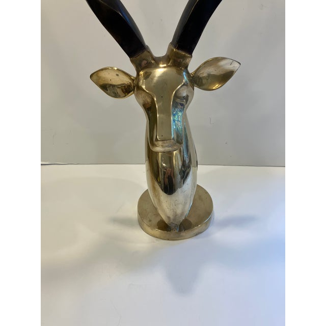 1970s 1970s 30.5 Inch Brass Gazelle Sculpture For Sale - Image 5 of 8