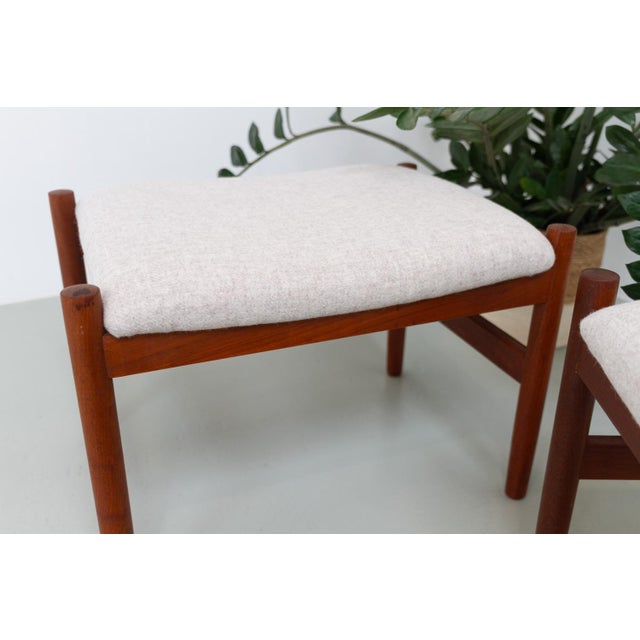 Danish Modern Teak and Wool Ottomans by Hugo Frandsen for Spøttrup, 1960s, Set of 2 For Sale - Image 16 of 18