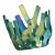 Iridescent Blue Green Fused Art Glass Coral Basket Bowl – Sculptural Studio Glass For Sale