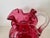 1950s Vintage Fenton Cranberry Dot Optic Glass Pitcher With Clear Ruffled Rim For Sale - Image 5 of 7