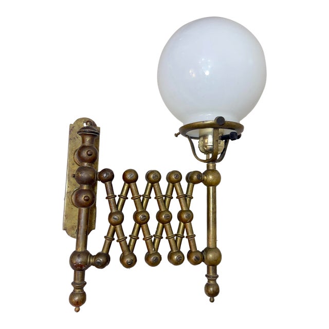 Antique Expandable Extendable Brass Industrial Electric Wall Sconce Fixture Lamp For Sale