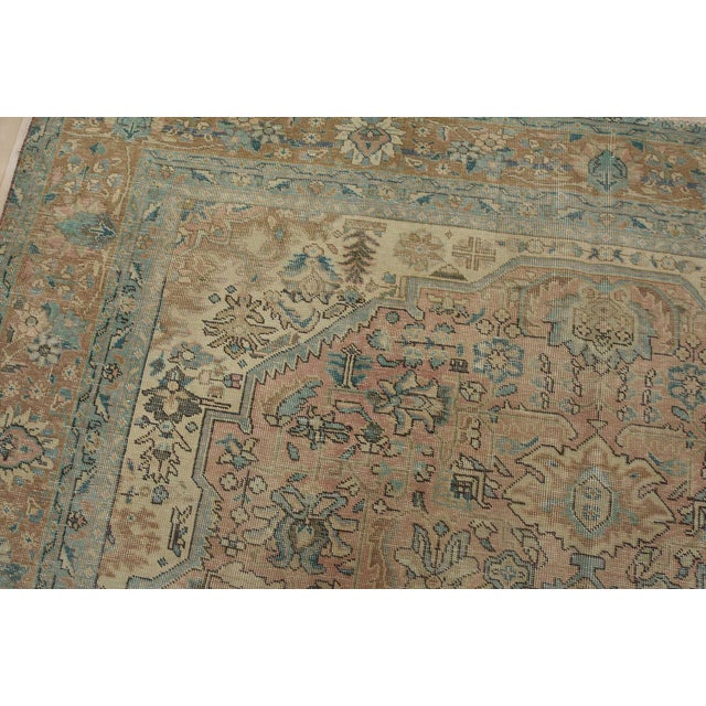 Textile Tabriz Rug 7’8” X 10’7” Pink Wool Vintage Distressed Hand-Knotted Carpet For Sale - Image 7 of 15