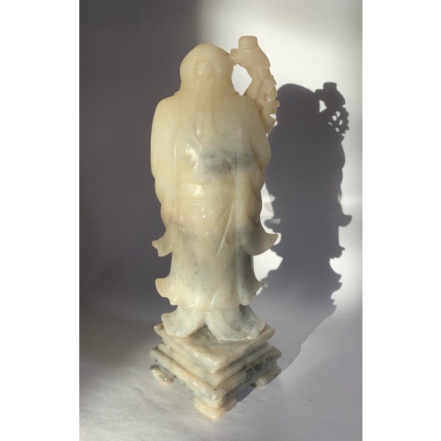1920s Chinese Carved Soapstone Old Man "Sau" Figurine For Sale - Image 4 of 8