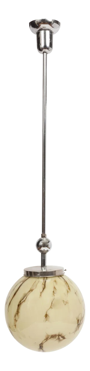 1960s Italian Marbled Glass and Chrome Pendant Lamp
