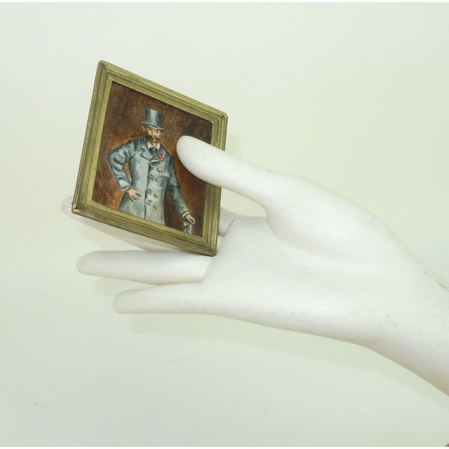 Good things come in small packages including this absolutely charming miniature sized portrait oil painting depicting a...