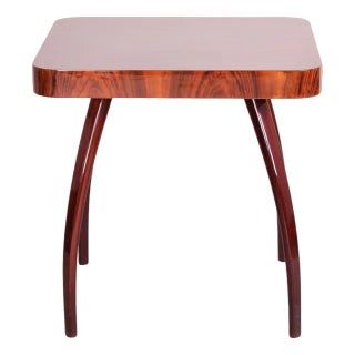Small Art Deco Walnut Side Table attributed to Jindřich Halabala for Up Zavody, 1940s For Sale