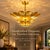 Art Deco Handmade Brass Flower Ceiling Light, 3 Tier Hammered Floral Chandelier, Art Deco Lotus Semi Flush Mount, Luxury Brass Ceiling Fixture 28 Inches For Sale - Image 3 of 15