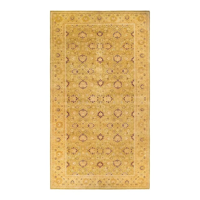 Mogul Collection Hand-Knotted Area Rug - Green 10' 2" x 19' 2" For Sale - Image 4 of 4