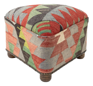George Smith Style Kilim Upholstered Footstool