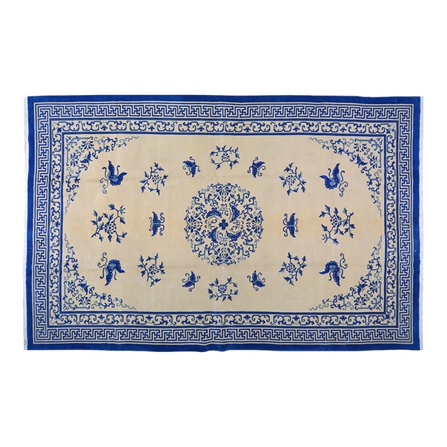 Vintage Chinese Art Deco Hand Knotted Wool Rug,9'10'' X 15'3'' For Sale