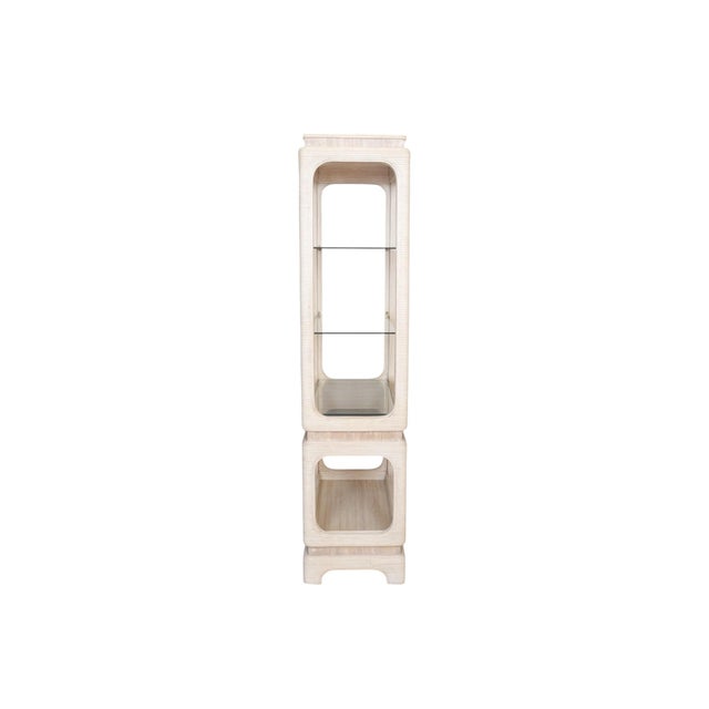 Mid-Century Modern Gabriella Crespi Style Pencil Wood Bamboo & Glass Etagere For Sale - Image 3 of 9
