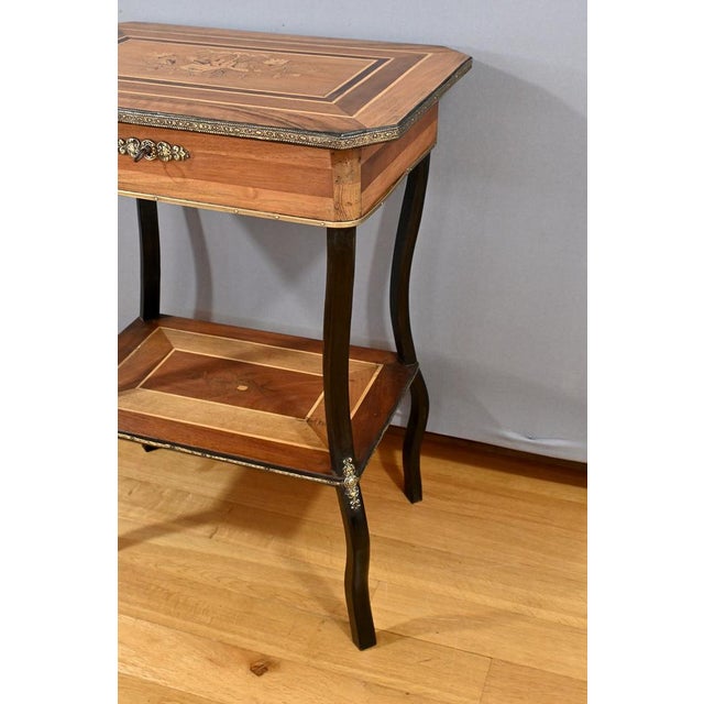 Napoleon III Style Marquetry Worktable For Sale - Image 11 of 18