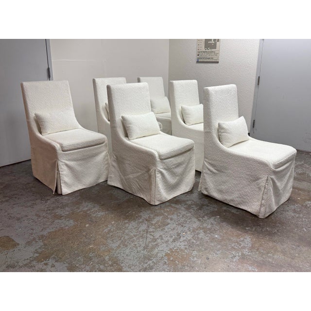 Contemporary Matthew Williams for Uttermost Coley White Armless Dining Chairs, Set of Six For Sale - Image 3 of 12
