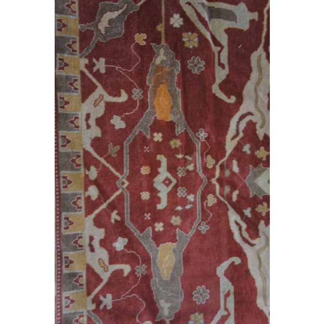 Vintage Turkish Hand Knotted Oushak Geometric Palace Area Rug Carpet 12' X 16.5' For Sale - Image 4 of 13