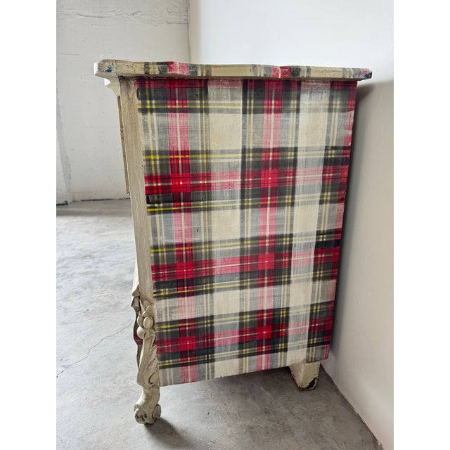 Antique French Country Farmhouse Chest of Drawers With Tartan Detailing For Sale In Miami - Image 6 of 12