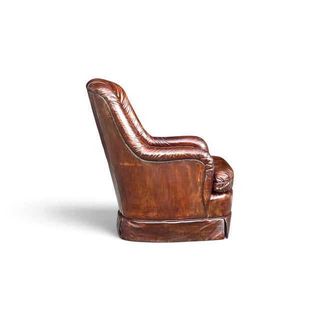 Vintage 1970s Drexel Heritage Brown Leather Button-Tufted Swivel-Tilt Lounge Chair For Sale - Image 16 of 16