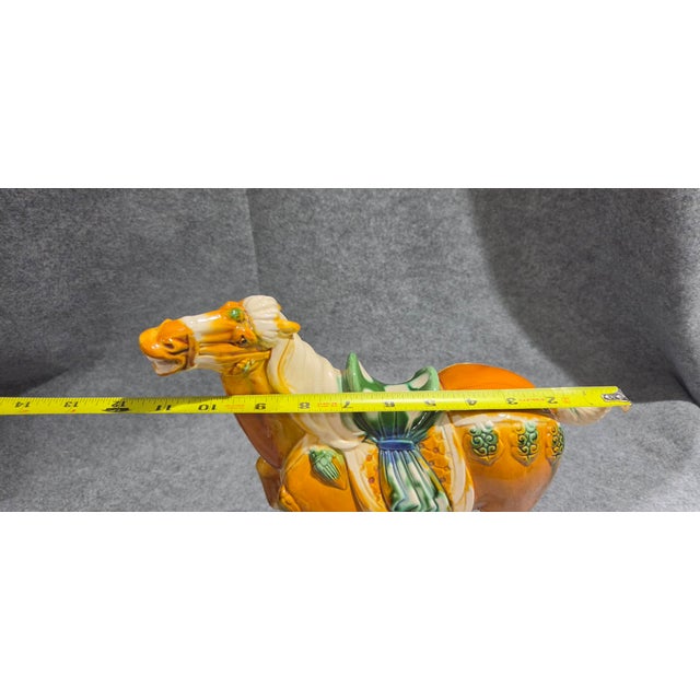 Chinese Tang Sancai Style Ceramic War Horse Statue With Drip Glaze For Sale - Image 12 of 16