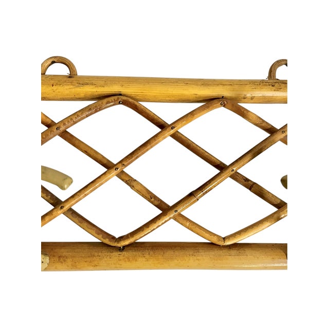Vintage French Provincial Bamboo Coat Hat Rack With Two Hooks For Sale - Image 6 of 12