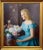 Marguerite Stuber Pearson -Woman in Blue arranging her white Roses-Oil Painting Oil panting on canvas -signed -circa 1940s...