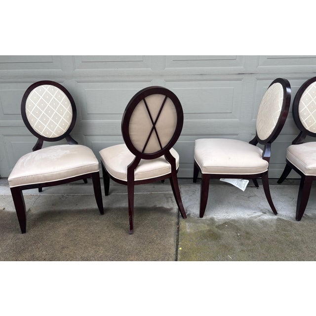 Wine 8 Barbara Barry Baker Klismos X Oval Dining Side Captains Chairs Neoclassical For Sale - Image 8 of 14